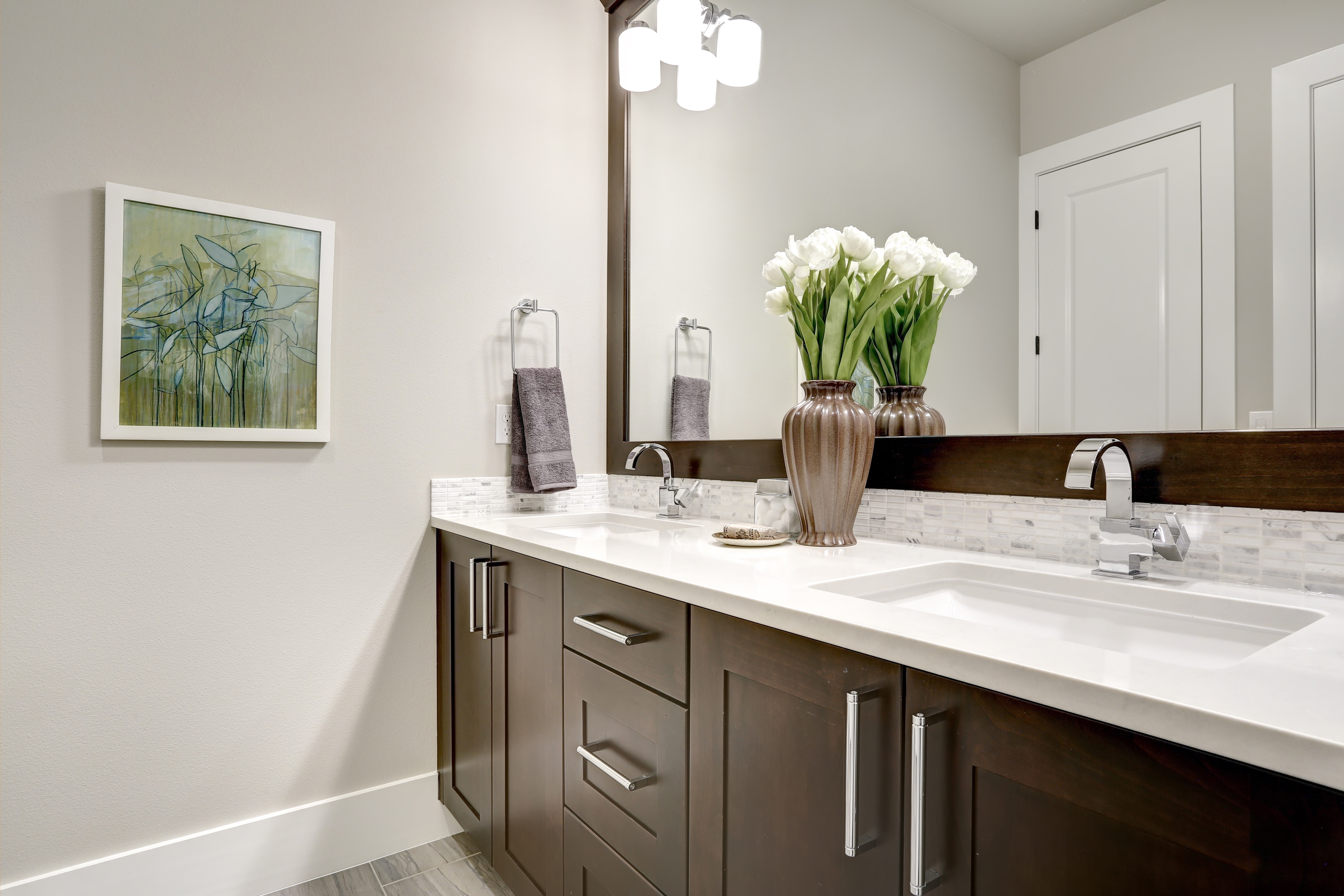 Guest bath dark vanity