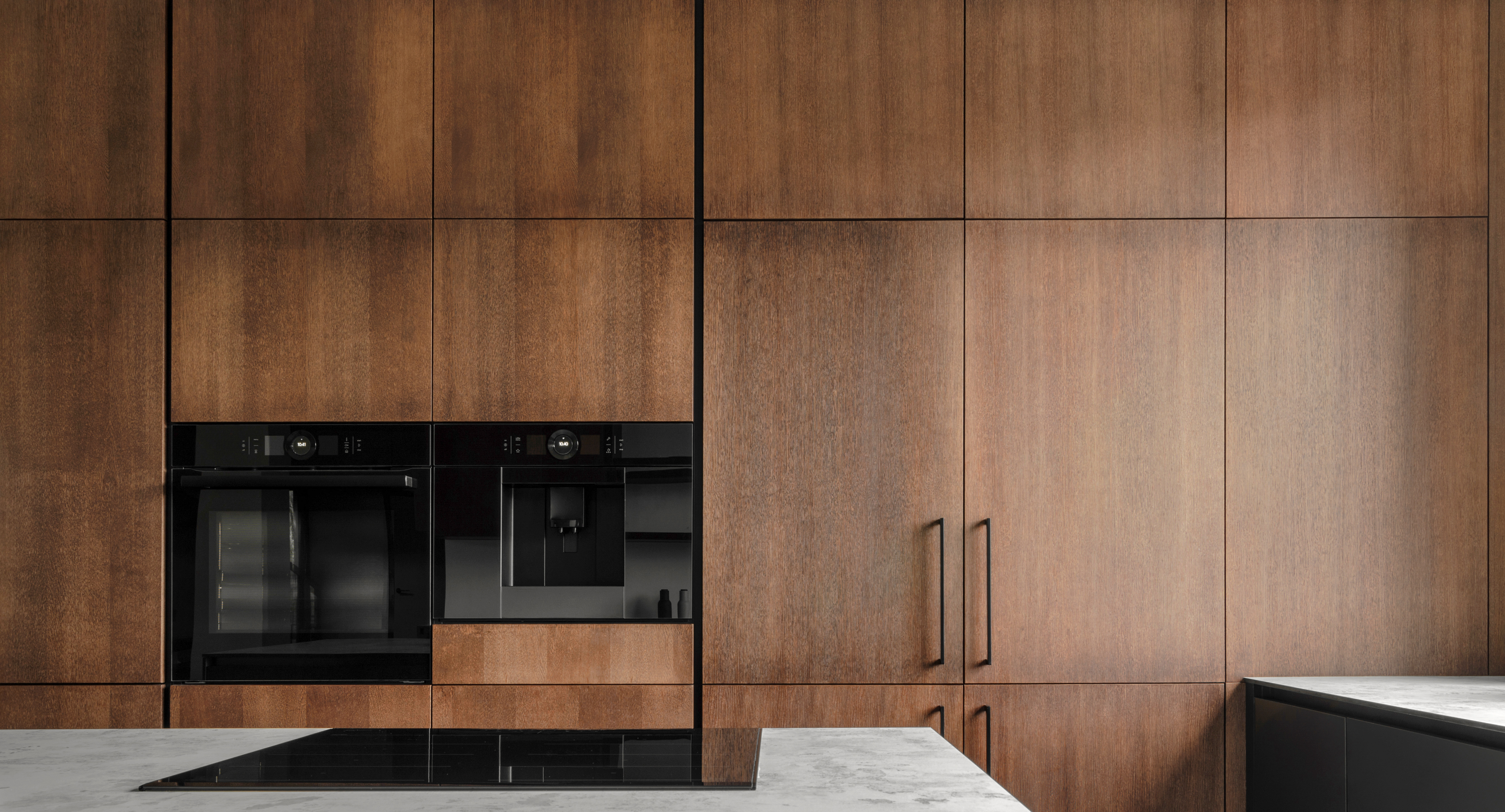 Walnut slab kitchen