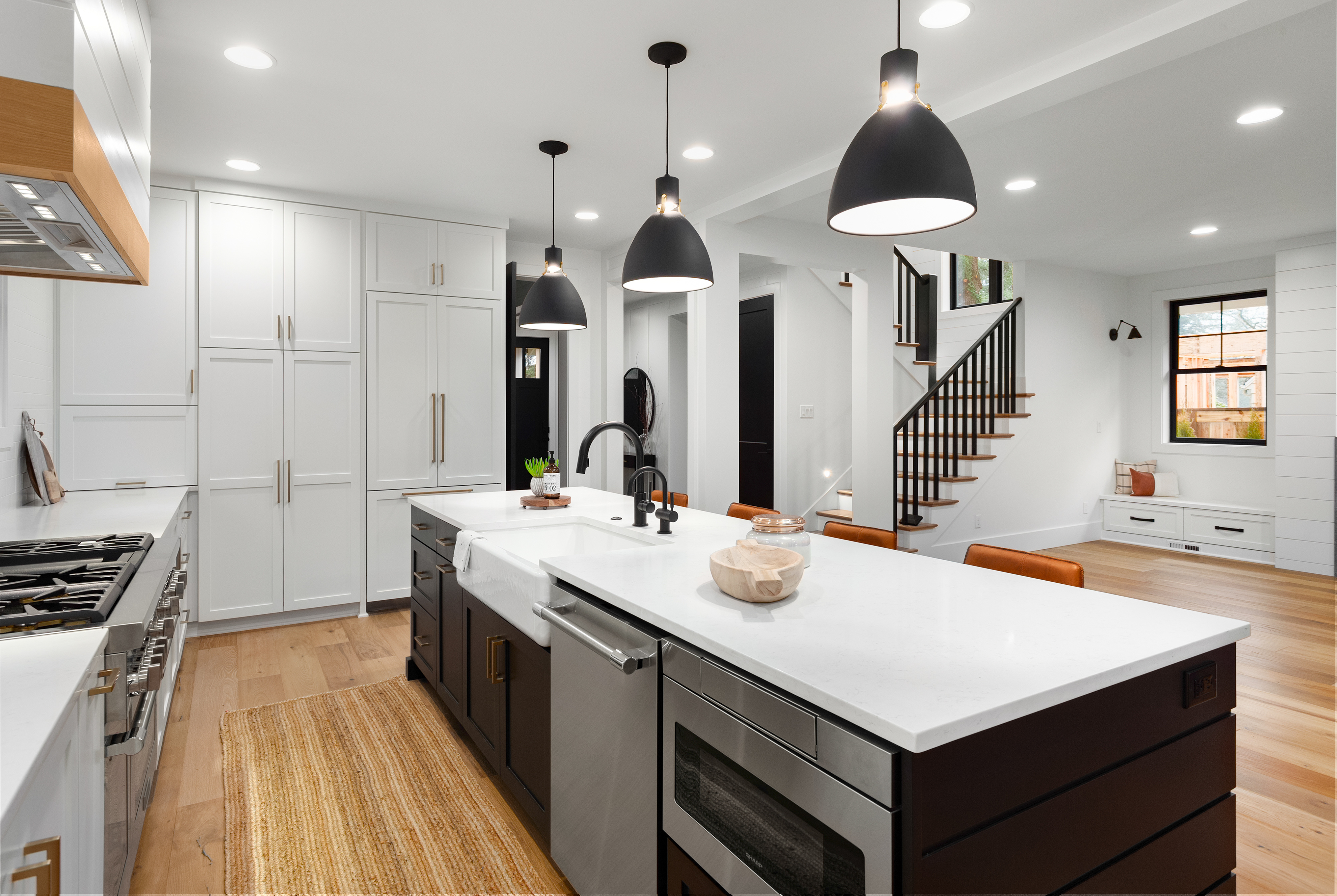 White shaker open plan
