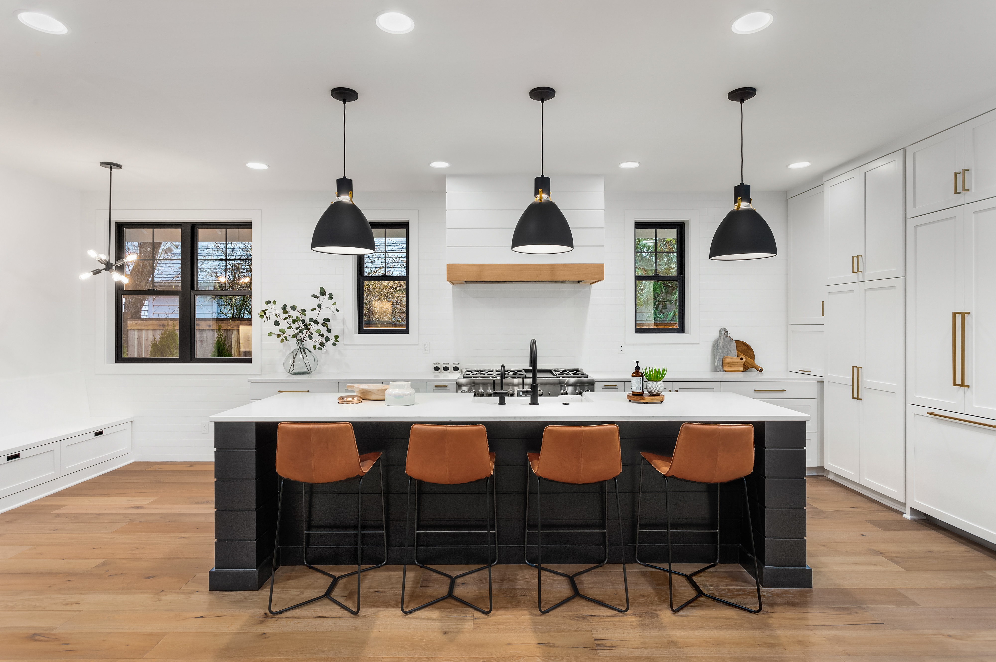 White kitchen island view